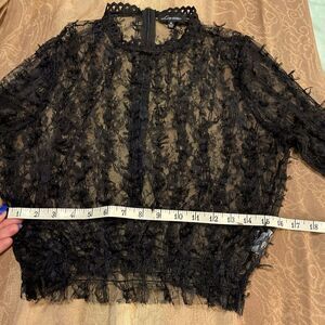Love University lace XL crop top black